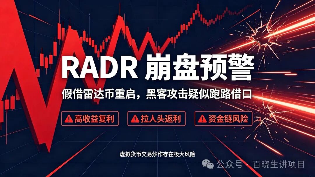 RADR（雷达币换皮盘）K线曝光，最高3.5091美元暴跌至1.3942美元，超8万持